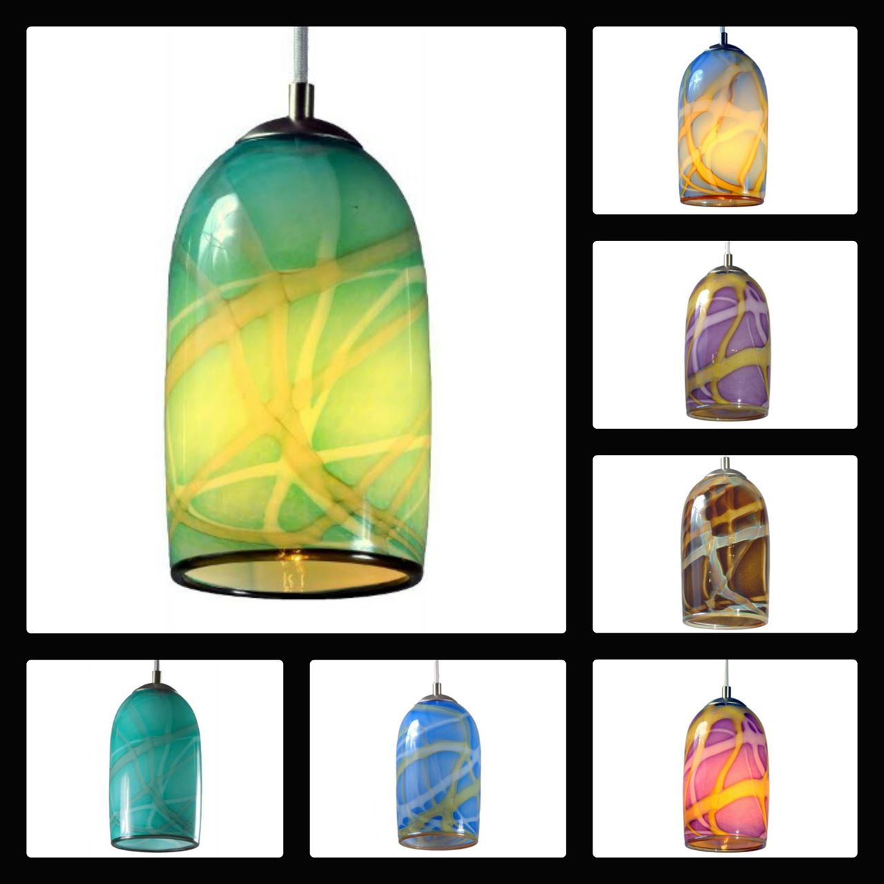 Picture of Blown Glass Pendant Light | Milky Way | Amber