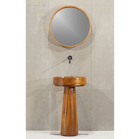 Round Teak Wood Bath Sink by Solli Concepts - T3 with Optional Pedestal Option