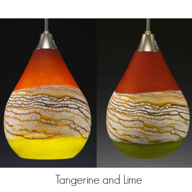 Picture of Blown Glass Pendant Light | Create Your Own | Translucent Strata | Teardrop