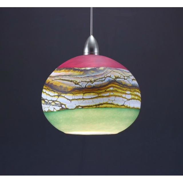 Blown Glass Pendant Light - Ruby & Sage Strata by Gartner Blade Art Glass