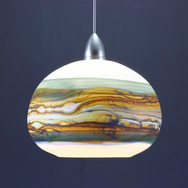 Picture of Blown Glass Pendant Light | Opal | Sage