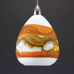 Blown Glass Pendant Light | Opal | Tangerine