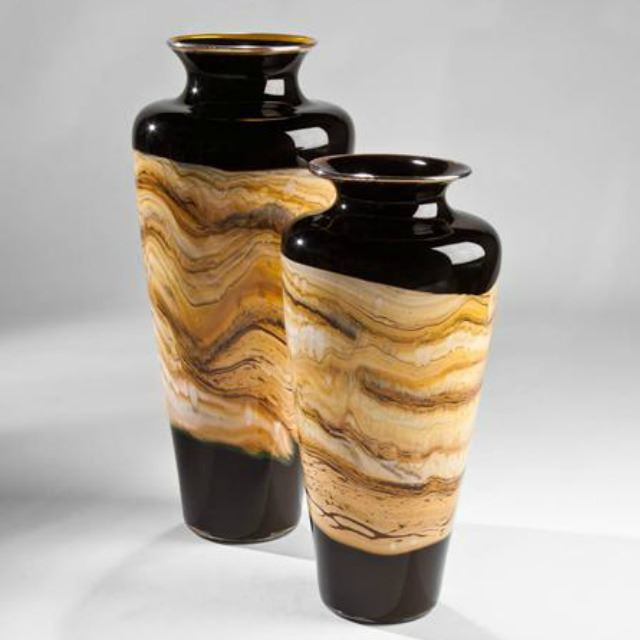 Picture of Blown Glass Vase | Strata | Black
