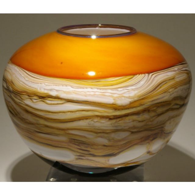 Picture of Blown Glass Vase | Tangerine Round Strata