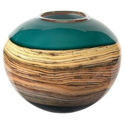 Blown Glass Vase | Sage Round Strata