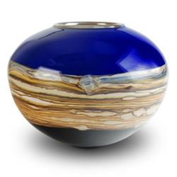 Picture of Blown Glass Vase | Cobalt Round Strata