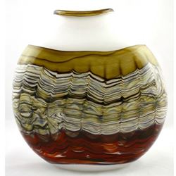 Picture of Blown Glass Flatten Vase | White Opal