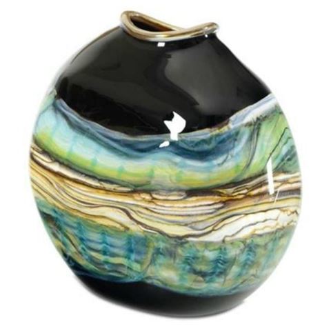 Blown Glass Flatten Vase | Black Opal