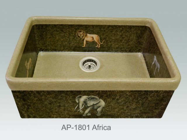 Africa Design on Single Bowl Fireclay Kitchen Sink