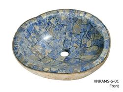 Picture of Granite Boulder Bath Sink with Blue Sodalite Mosaic