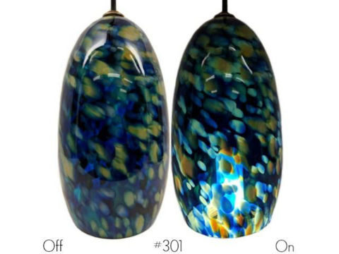 Blown Glass Pendant Light | Blue Leopard