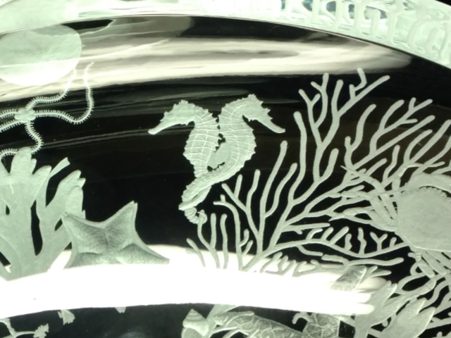 Picture of Sea Life Etched Glass Vessel Sink
