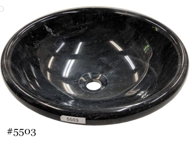 Picture of SoLuna Black Marble Bath Sink w/ Rolled Rim - Sale