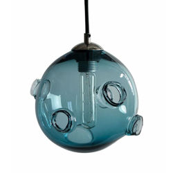 Picture of Blown Glass Pendant Light | Meteor | Steel Blue
