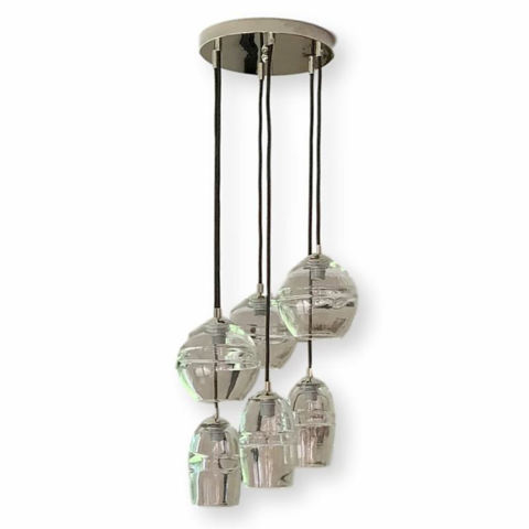 Blown Glass Chandelier | Banded | Cluster | 6