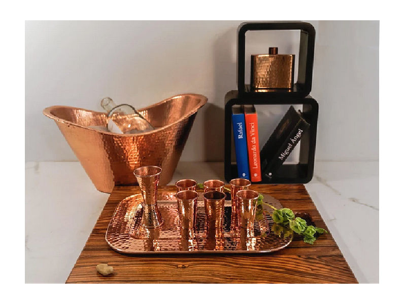 Picture of Round Polished Copper Serving Tray By SoLuna