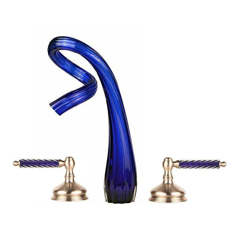 Cobalt Glass bathroom Faucet with Single or Double Twist Spout