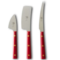 Picture of Coltellerie Berti Hand Forged Cheese Knives Boxed Set of 3 - Red Lucite