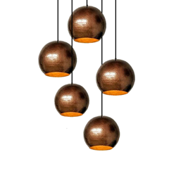 SoLuna Copper Lights | 5 Globe Pendant Chandelier | Café Natural