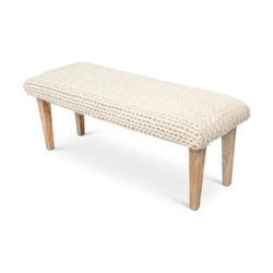 Picture of Handwoven Braided White Bench 47"