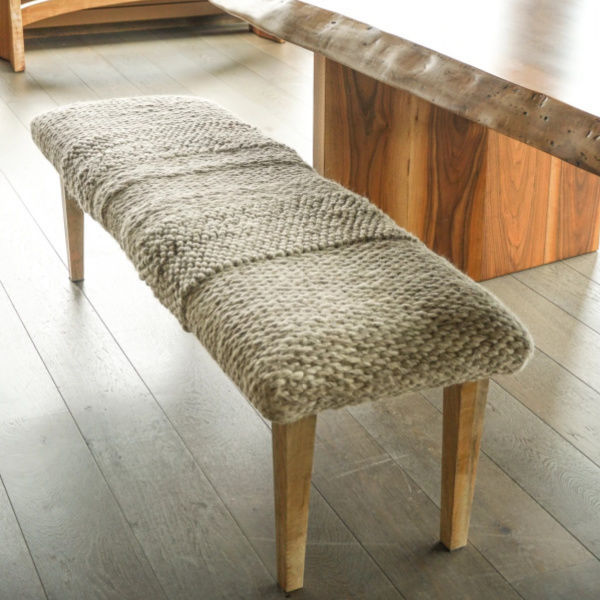 Picture of Handwoven Textured Taupe Bench