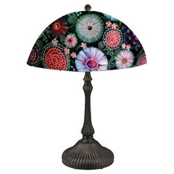 Reverse Hand Painted Lamp | Dark Floral