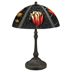 Reverse Hand Painted Lamp | Deco Tulips