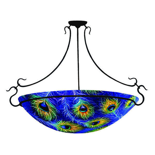 Reverse Hand Painted Chandelier | Peacock