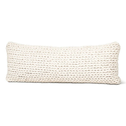 Handwoven Braided White Pillow 14x40