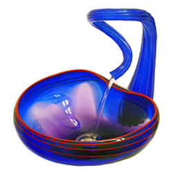 Blown Glass Sink | Cobalt with Red Lip