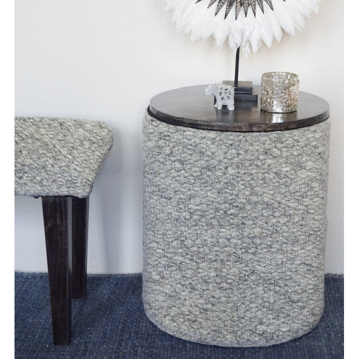 Picture of Handwoven Storage Side Table - Clean Grey