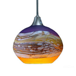Blown Glass Pendant Light - Amethyst & Tangerine Strata by Gartner Blade Art Glass