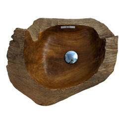 Teak Wood Vessel Sink  |  Free-form  | B131