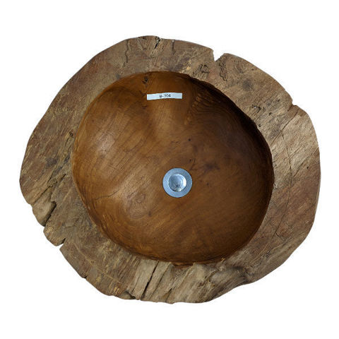 Teak Wood Vessel Sink  |  Round | B104