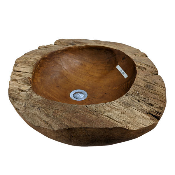 Teak Wood Vessel Sink  |  Round  | B104