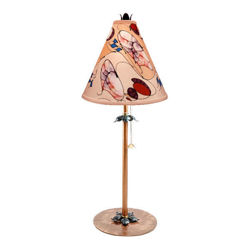 Hand-painted Botanical Table Lamp in Cream and Peach