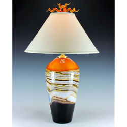 Hand Blown Glass Table Lamp - Strata Vessel by Gartner Blade Art Glass.