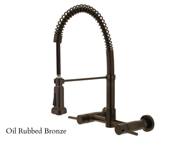 Picture of Kingston Brass Concord Bridge Wall Mount Pull Down Kitchen Faucet