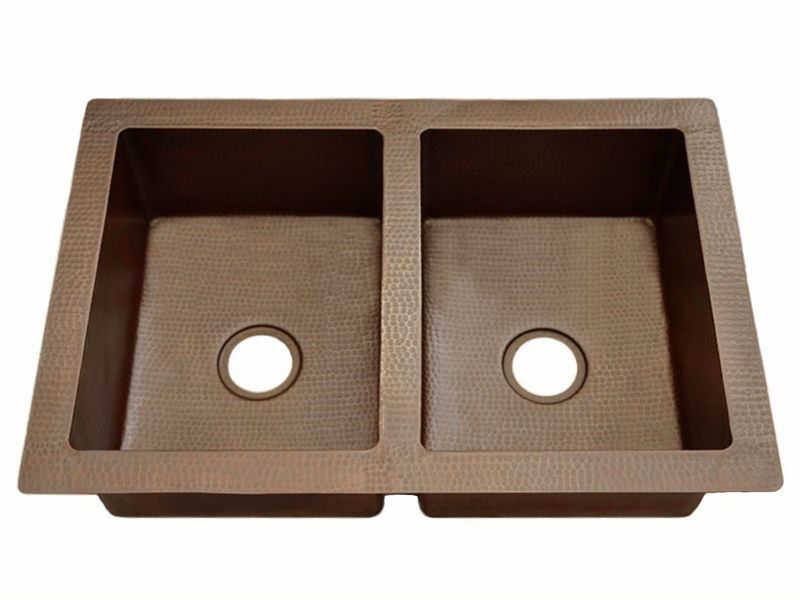 Double Well Copper Kitchen Sink - 50/50 by SoLuna
