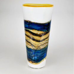 Coastal Cone Vase made by Gartner Blade Art Glass. Made in the USA.