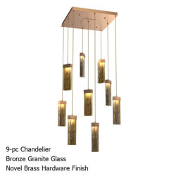 Parallel Collection Square Waterfall Pendant Chandelier 9 or 12 pc