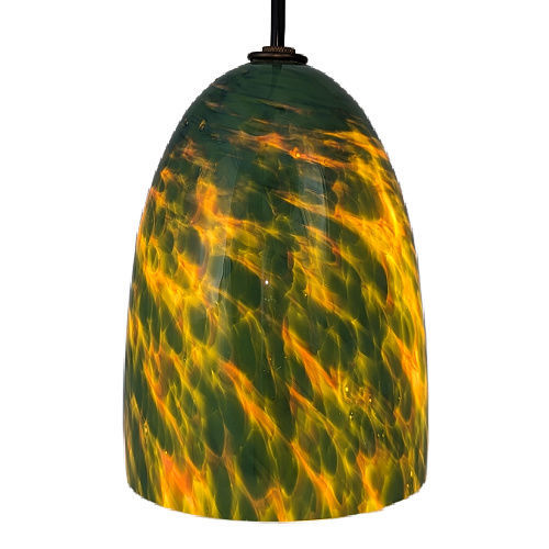 Green Speckle Handcrafted Blown Glass Pendant Light by Suzanne Guttman