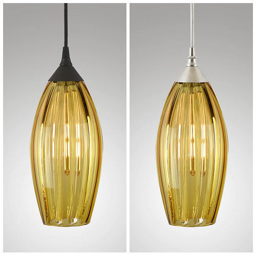 Column Glass Pendant Light in Amber by Metro Lighting