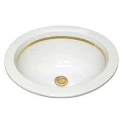Hand Painted Sink | Oval Bath Sink with Linear Roman Gold Design