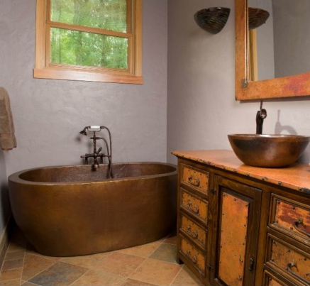 Standalone copper bath tub