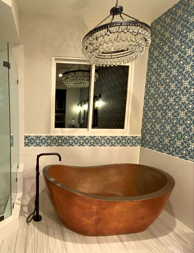 SoLuna double wall copper bath tub installation