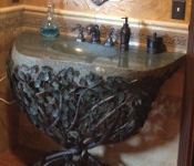 Stone Sink With Forged Iron Stand
